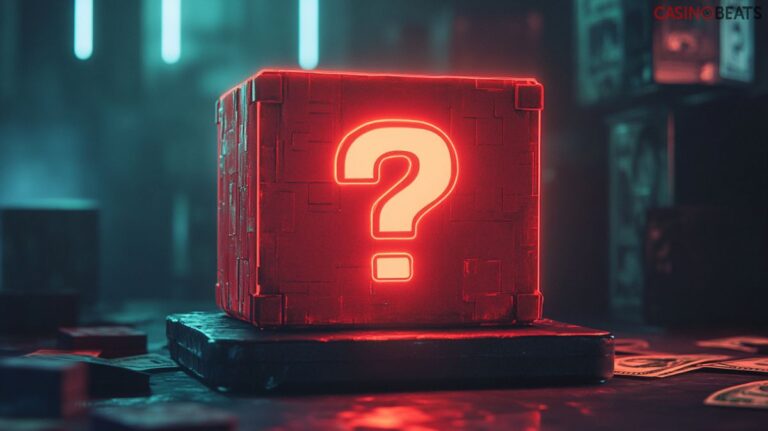 Sweepstakes sites mystery box with a question mark on the front