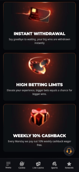 instant casino vip benefits
