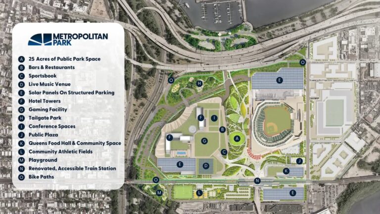 Map rendering of the proposed Metropolitan Park casino and entertainment development near Citi Field.