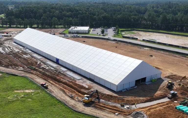 Aerial view of the Petersburg temporary casino under construction