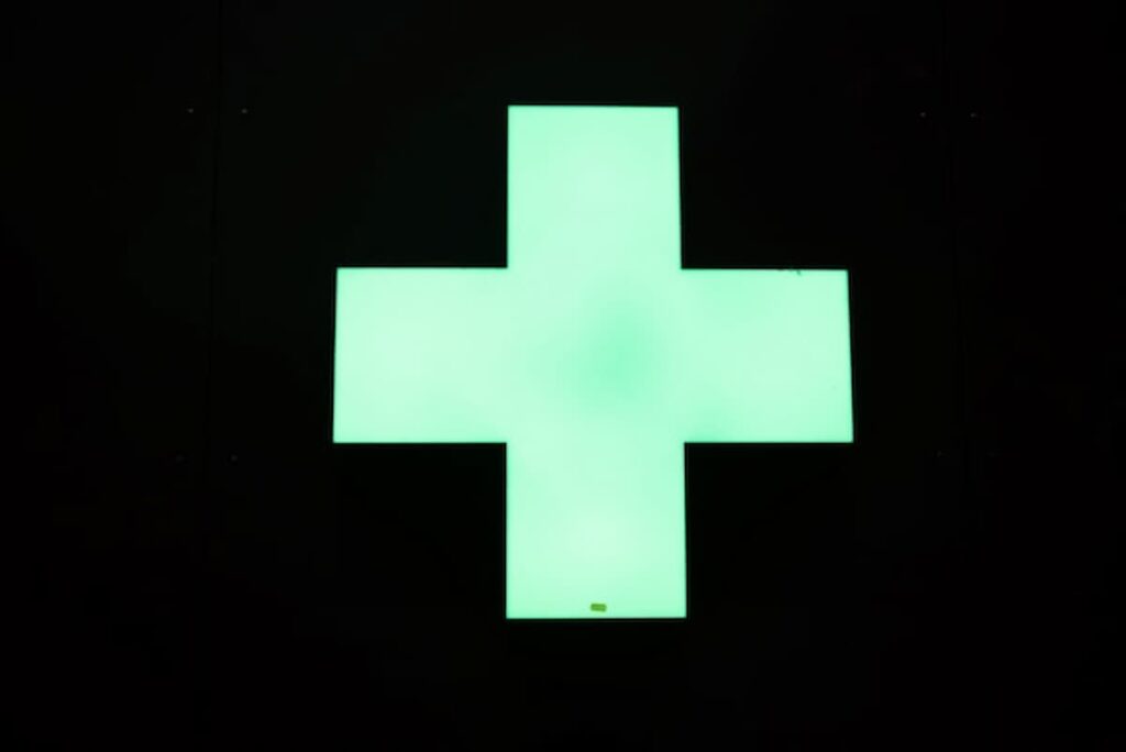 Green glowing plus sign.