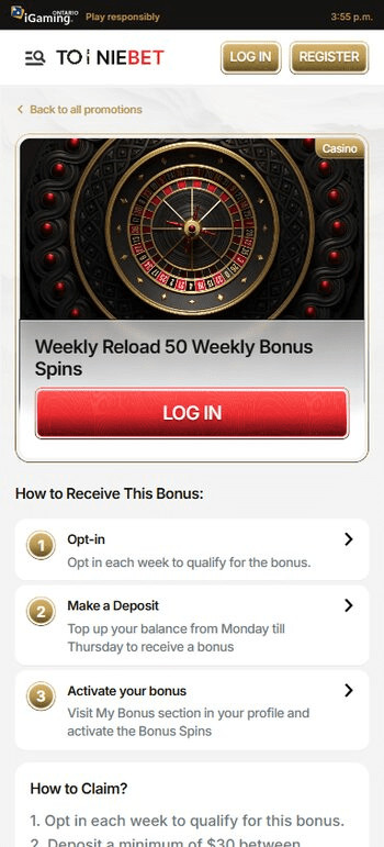 tooniebet 50 weekly bonus spins
