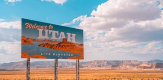 Utah Becomes Hotspot for Sweepstakes Casino Class Actions as Lawsuits Top 100 Nationwide Welcome to Utah road sign in desert landscape under bright blue sky