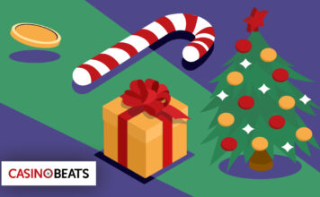 12 Days of Christmas Slots – Play Slots Every Day! Festive slot-themed icons including a candy cane, gift box, coins, and a decorated Christmas tree