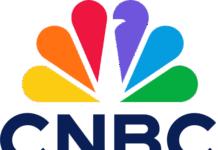 CNBC logo with multicolored peacock icon above the CNBC letters
