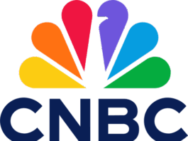 CNBC logo with multicolored peacock icon above the CNBC letters