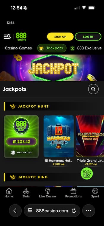 888Casino Jackpots