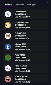 CoinCasino banking page