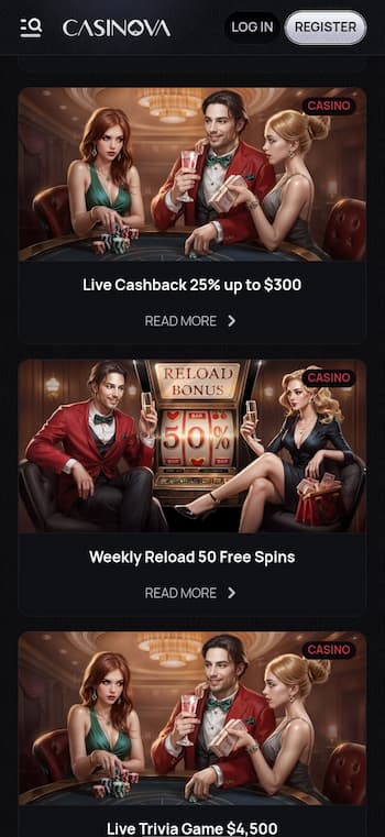 Casinova Casino Low Minimum Deposit Casinos Bonuses Lobby