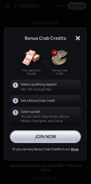 Casinova Casino Low Minimum Deposit Casinos Bonus Crab