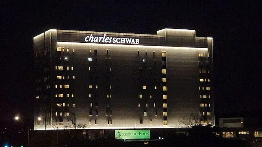 Charles Schwab Building at night