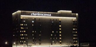 Charles Schwab Building at night