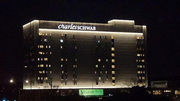 Charles Schwab Building at night