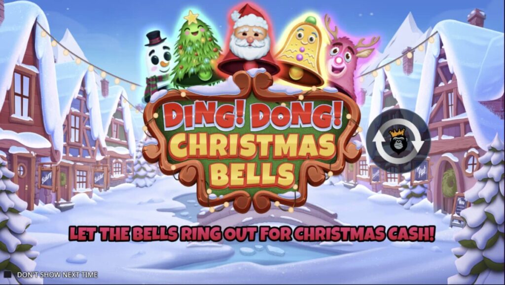 Festive characters surround the game logo in the Ding Dong Christmas Bells slot game