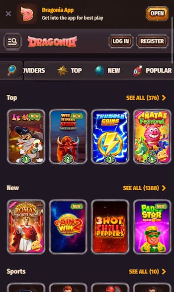 Dragonis casino games list