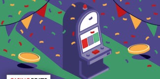 New Year, New Slots – Try Something New in 2026! A colorful slot machine on a festive backdrop with confetti, banners, and coins. The tone is playful and celebratory, featuring the Casinobeats logo