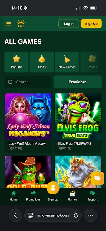 Golden Crown Games Lobby