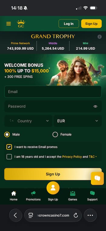 Golden Crown registration lobby