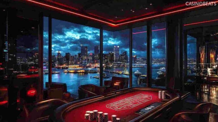 High roller casino NZ table overlooking the harbour