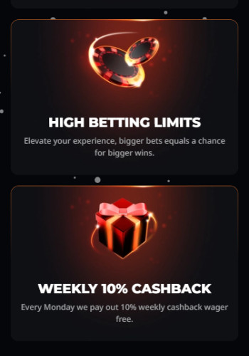 Instant Casino homepage promoting cashback