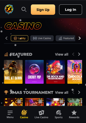 Instant Casino game lobby