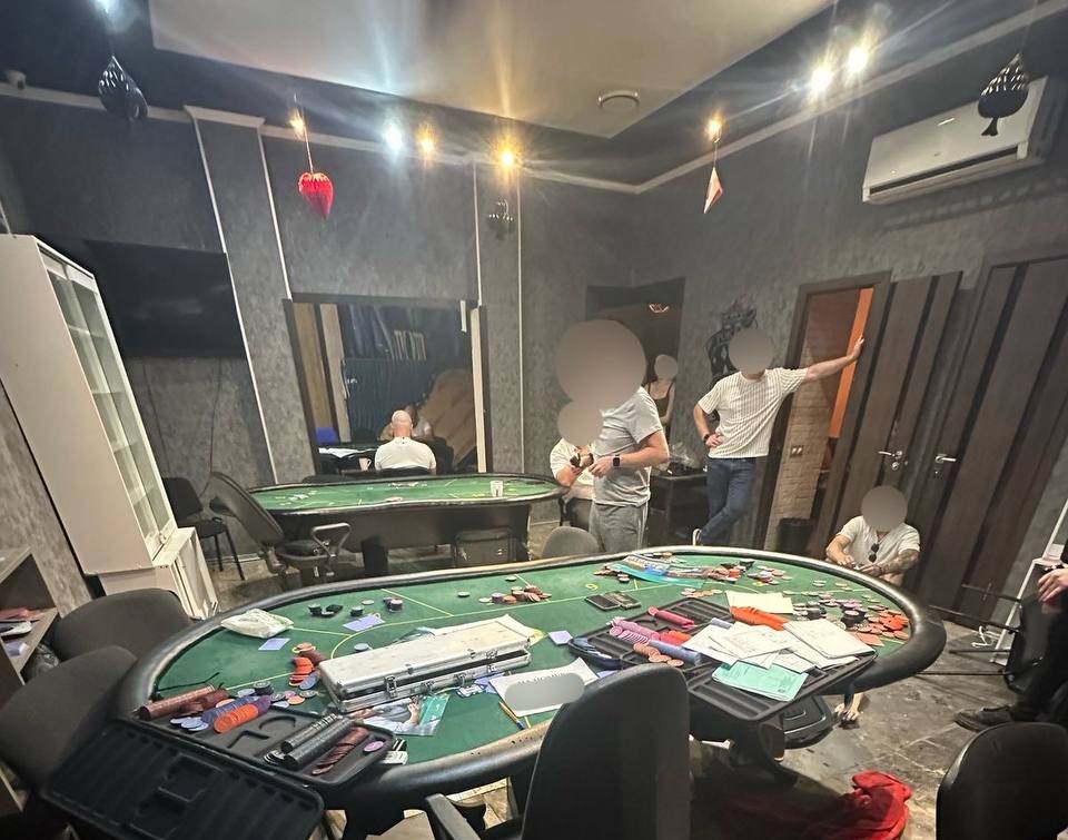 Krasnodar police officers conducted a raid on a suspected gambling den earlier this year.