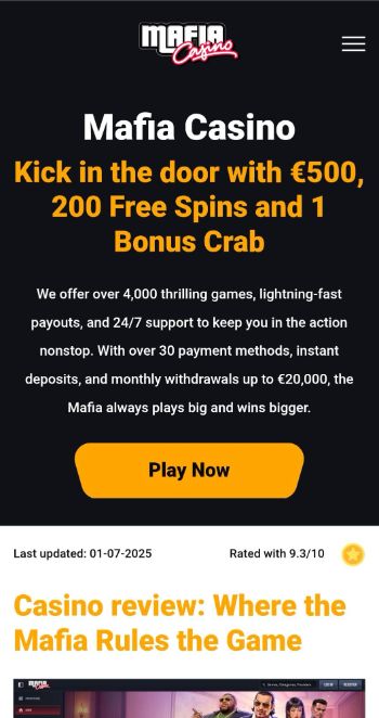 Mafia Casino Welcome Bonus