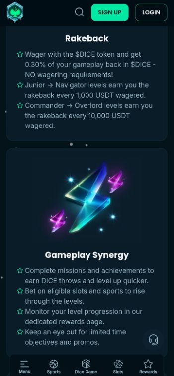 Mega Dice Rakeback and Special Missions