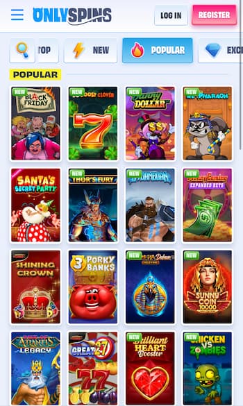 OnlySpins Gigadat casino games