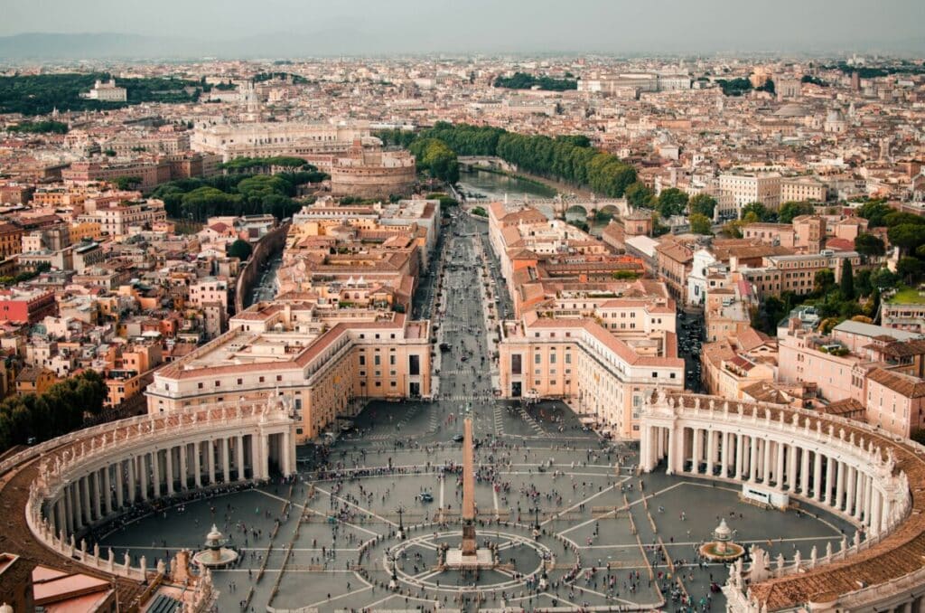 An overhead image of Vatican City