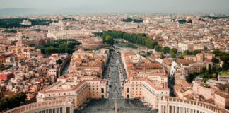 Pope Leo Decries Rise In Gambling In Italy An overhead image of Vatican City