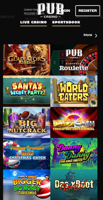 Pub Casino Games Homepage