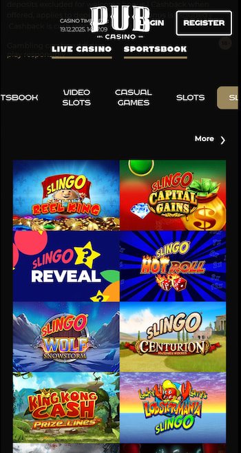 Pub Casino Slingo Games
