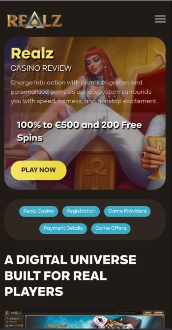 Realz Casino Homepage