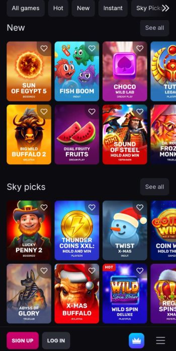 Skycrown Casino Game Selection