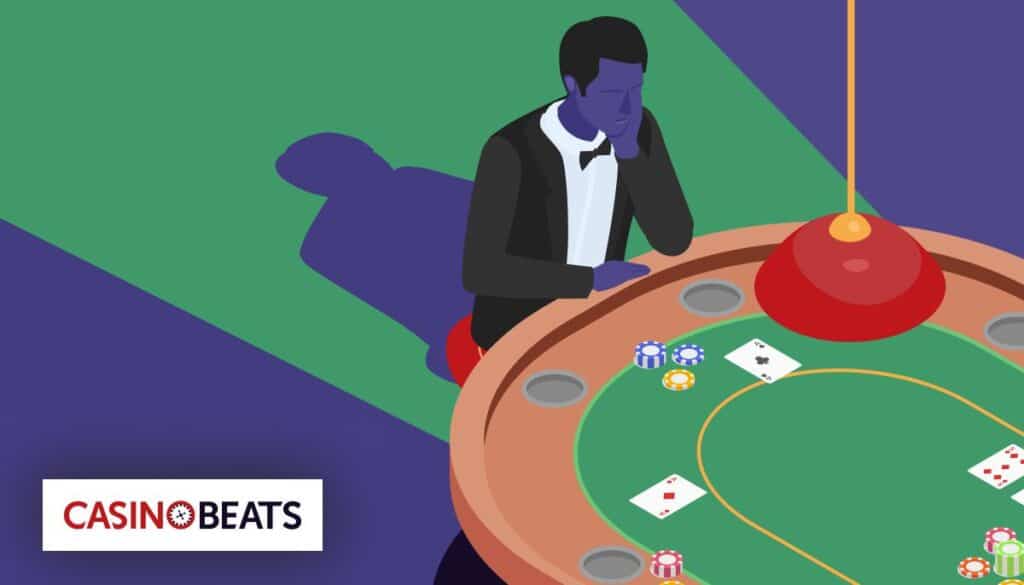 Illustration of a casino gambler at a blackjack table, symbolizing legendary casino gamblers and high-stakes gambling culture