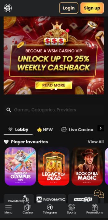 WSM Casino Homepage