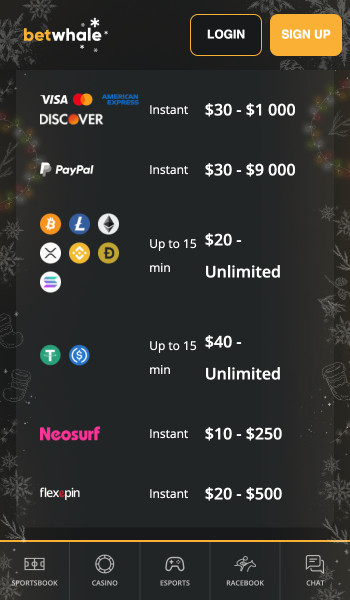 BetWhale banking page