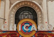 Chicago Theatre marquee in downtown Chicago