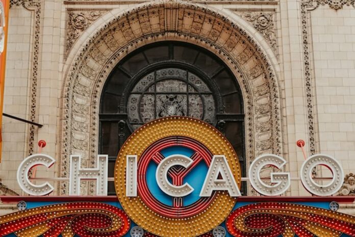 Chicago Theatre marquee in downtown Chicago