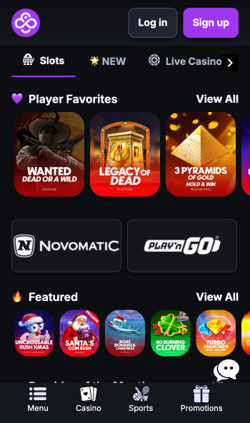 CoinCasino game lobby