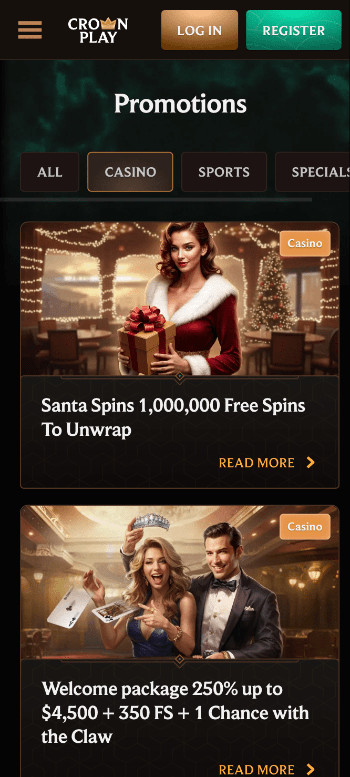 Crownplay live dealer casino promos page