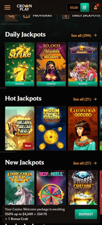 CrownPlay jackpot pokies
