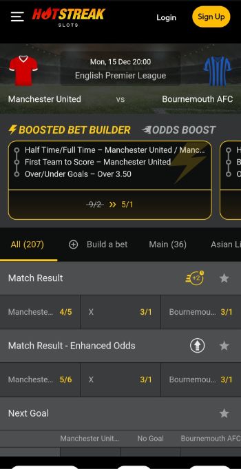 Hotstreak new betting site betting screen