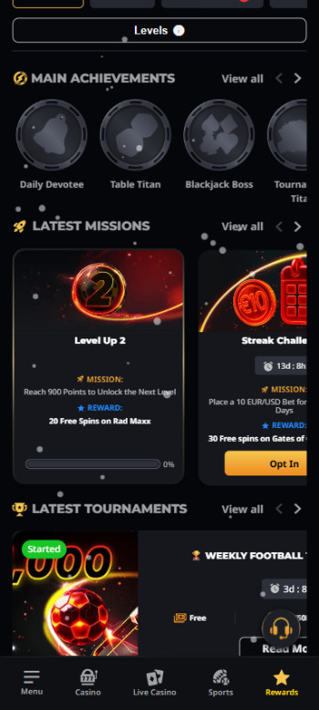 instant casino missions