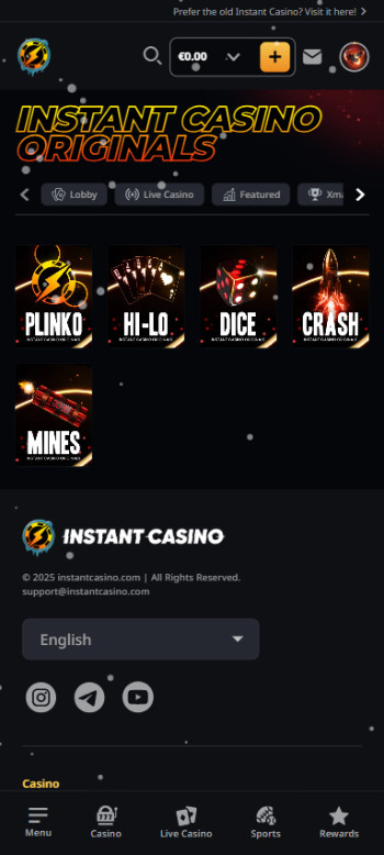instant casino originals page