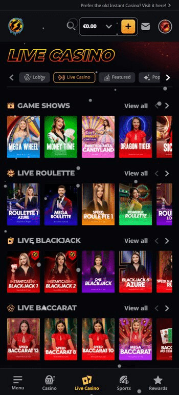 Instant casino live games