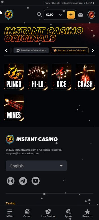 Instant Casino original games
