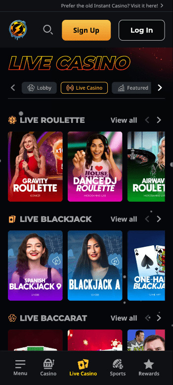 Instant Casino live dealer games
