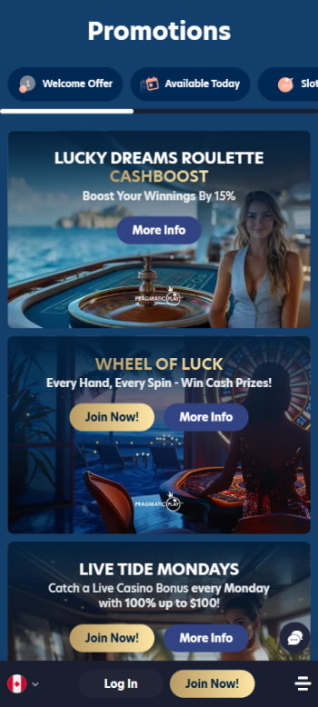 lucky dreams live casino promos